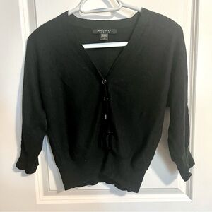 Nougat London black cardiagan sweater. cashmere and angora SZ 1. Quarter sleeve